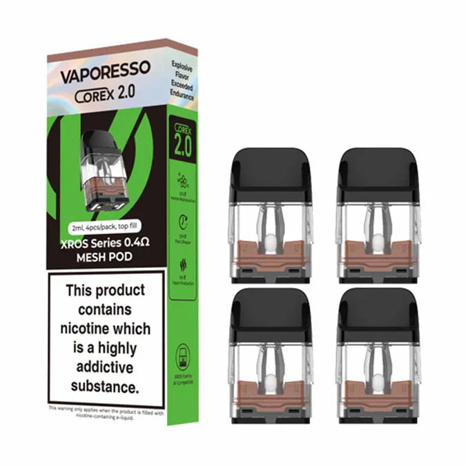 vaporesso xros series corex 2.0 replacement mesh pods VAPORESSO XROS COREX 2.0 REPLACEMENT PODS (PACK OF 4)